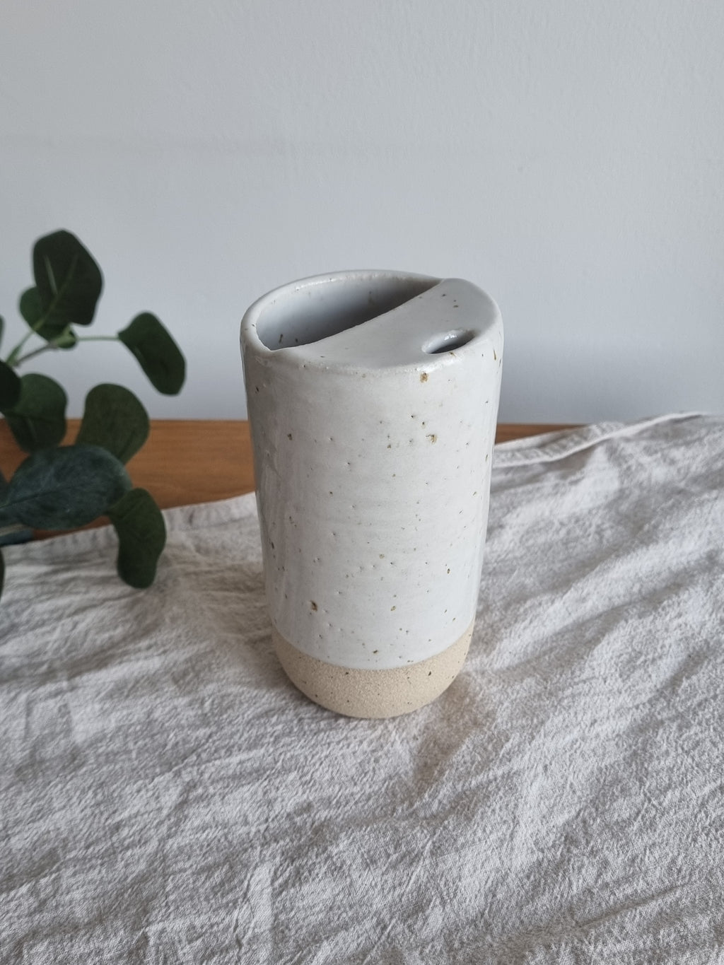 White Speckle Ceramic Travel To-Go Mug