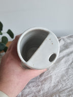 White Speckle Ceramic Travel To-Go Mug