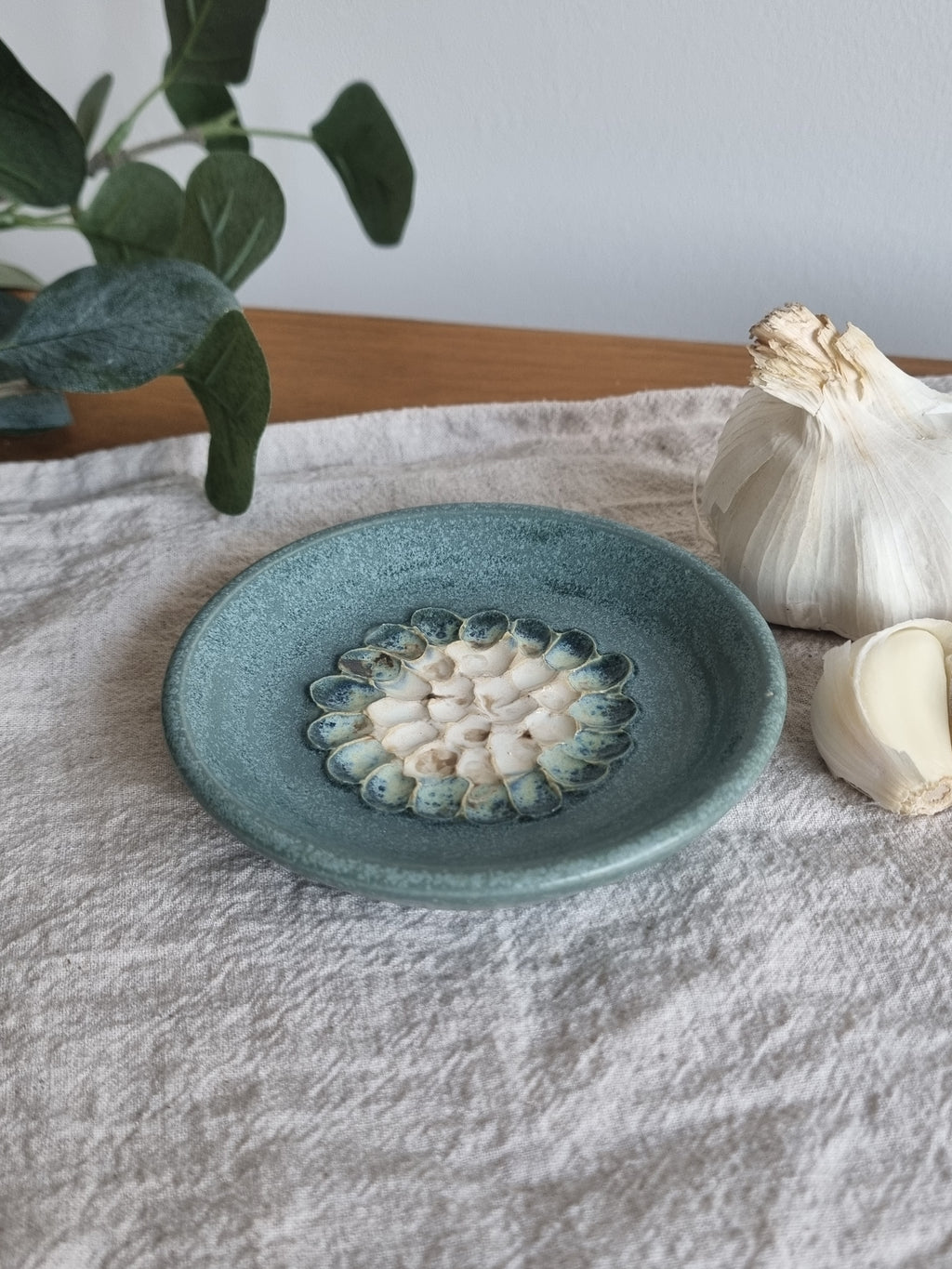 Blue and White Ceramic Garlic Grater