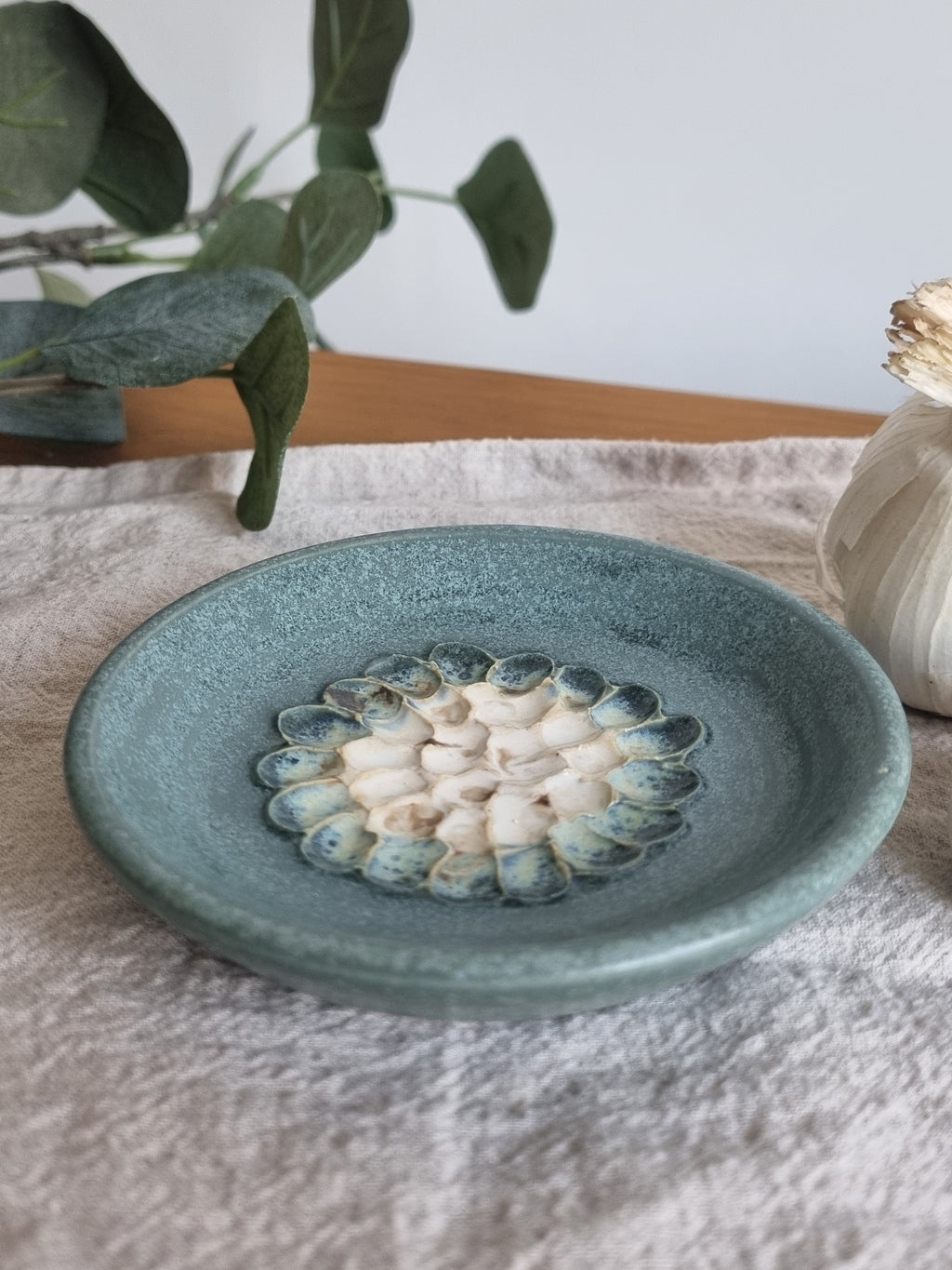 Blue and White Ceramic Garlic Grater