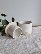 Ceramic French Butter Dish in White Speckle