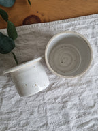 Ceramic French Butter Dish in White Speckle