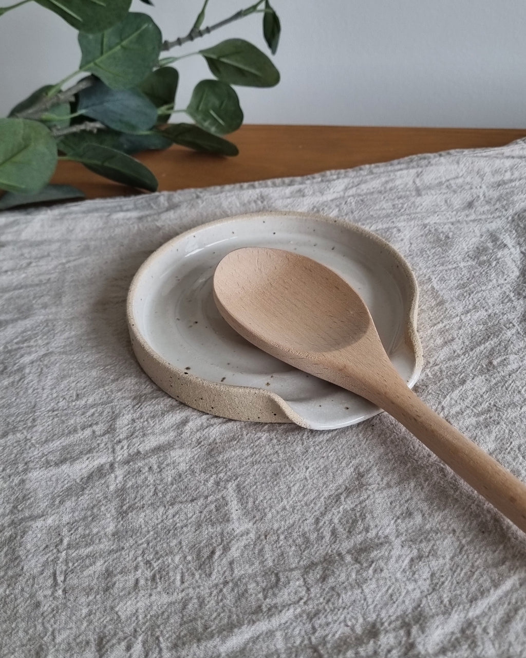White Ceramic Spoon Rest