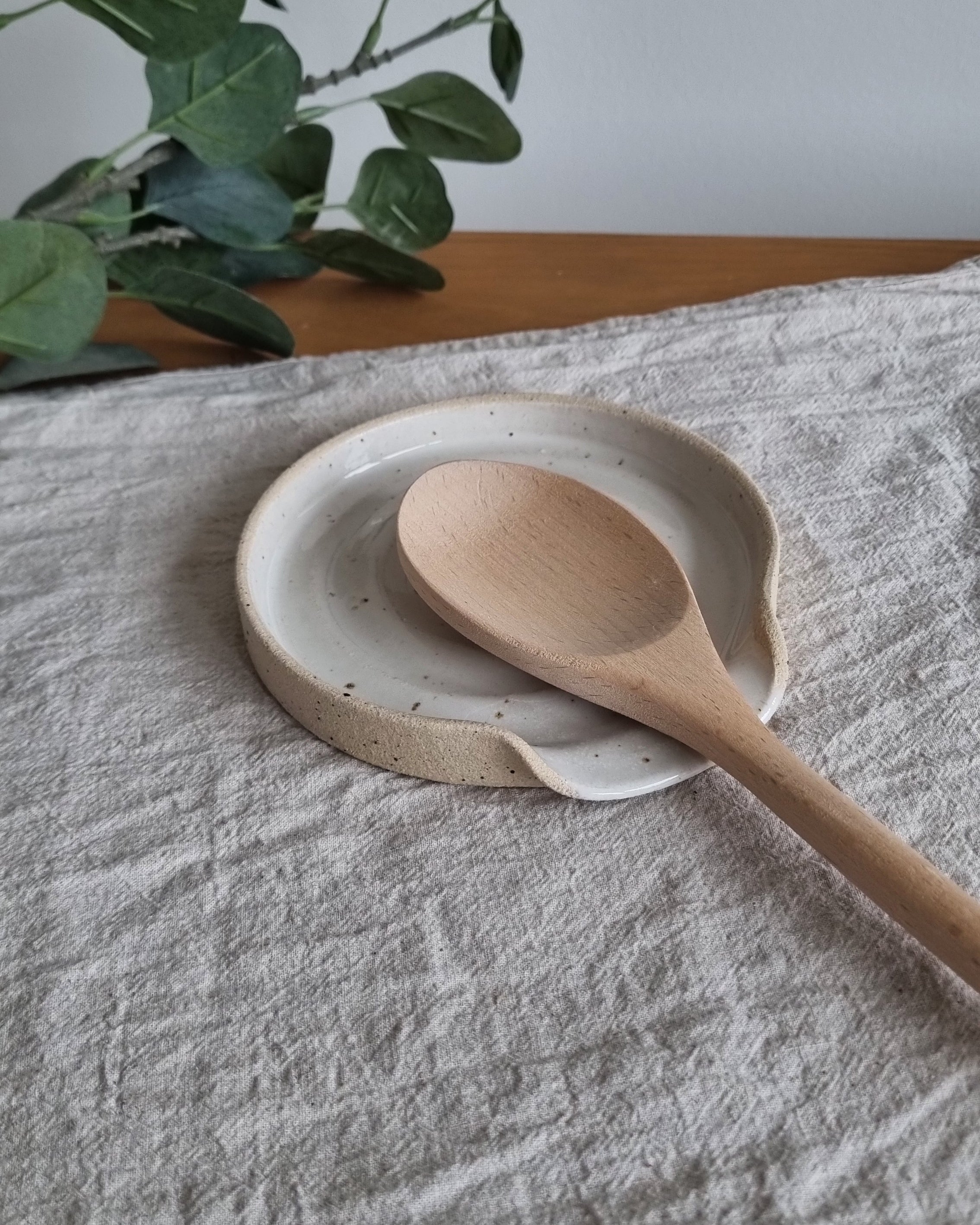White Ceramic Spoon Rest