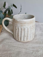 Speckled Carved Off White Mug