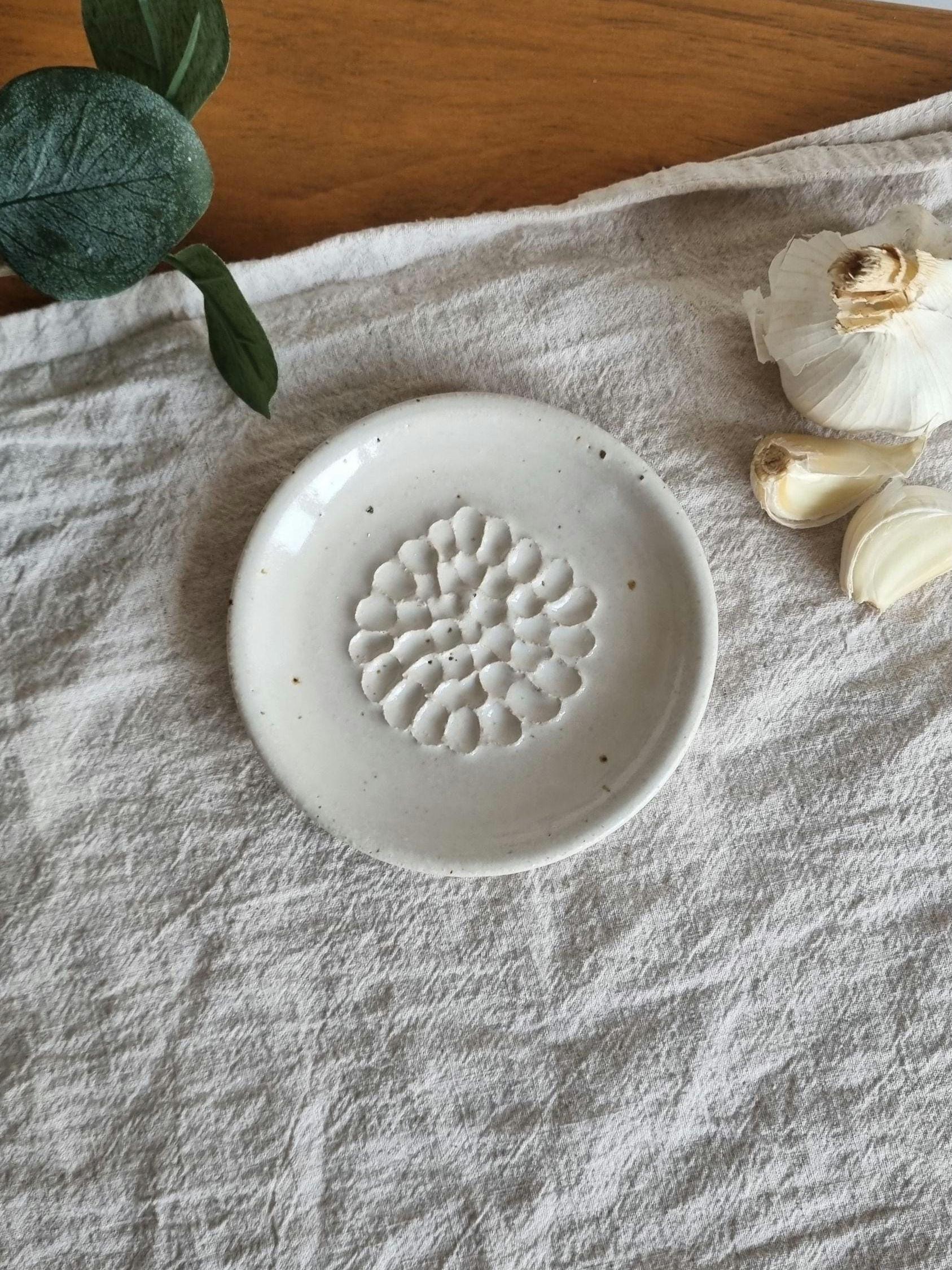 White Speckled Handmade Ceramic Garlic Grater