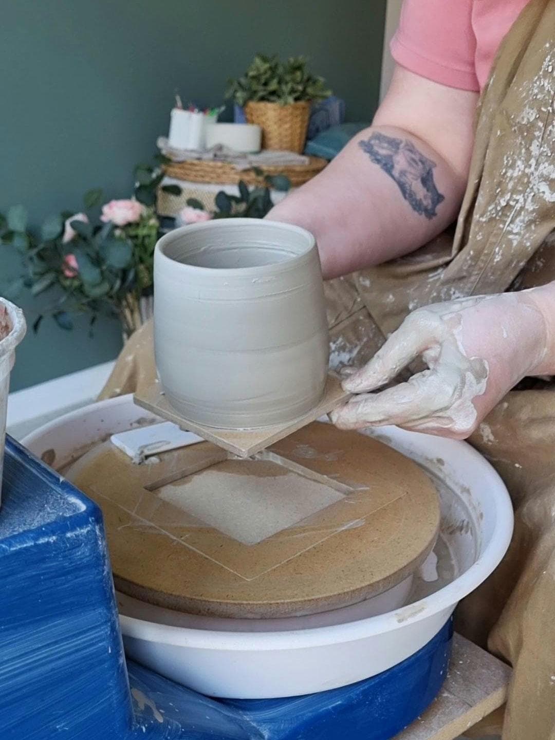 Speckled Carved Off White Mug