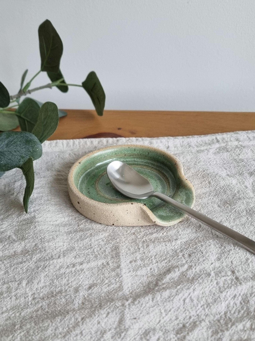 Green Ceramic Spoon Rest