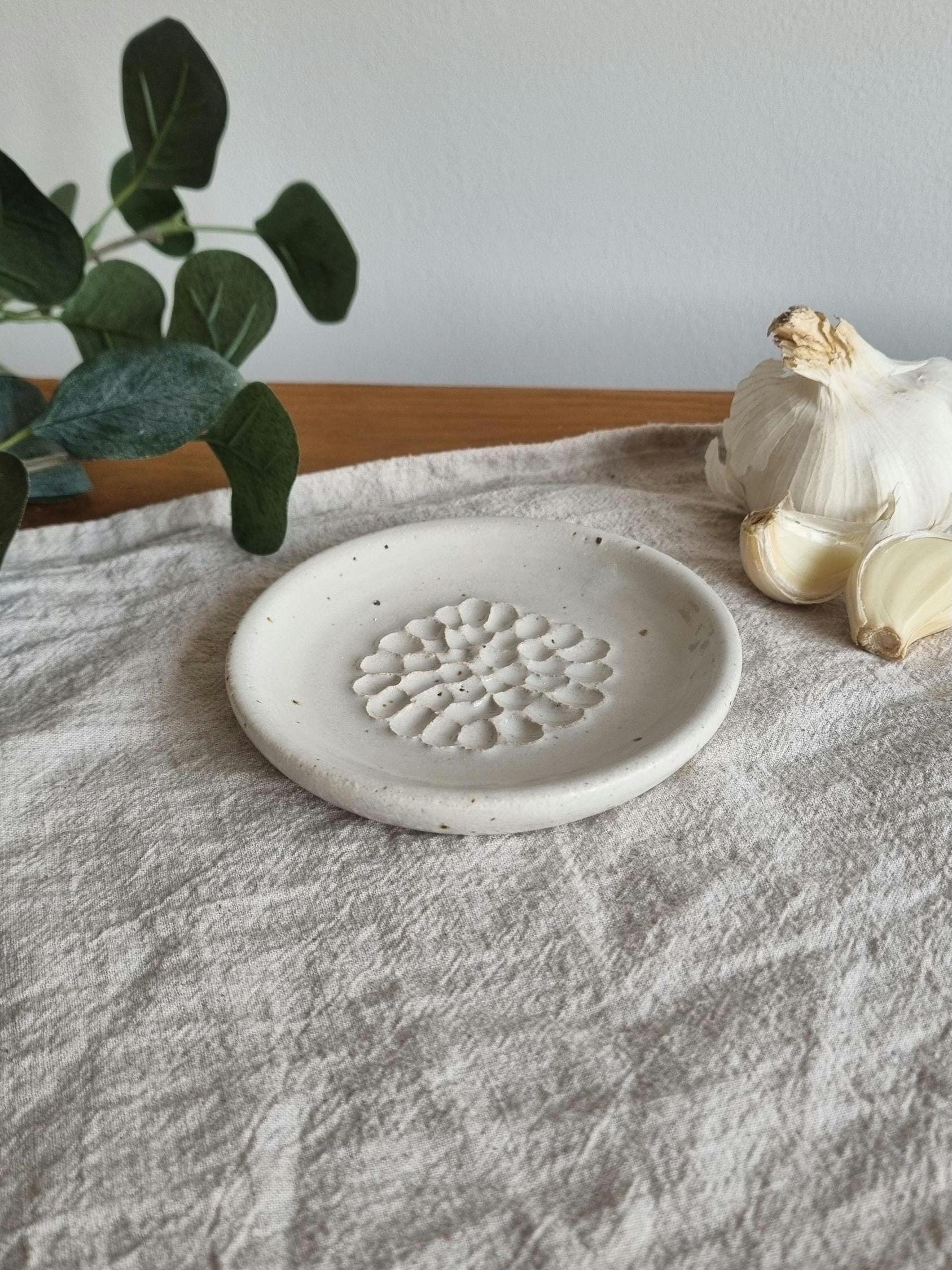 White Speckled Handmade Ceramic Garlic Grater
