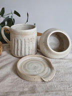 Speckled Carved Off White Mug