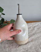 Handmade Ceramic Oil Bottle in White Speckle
