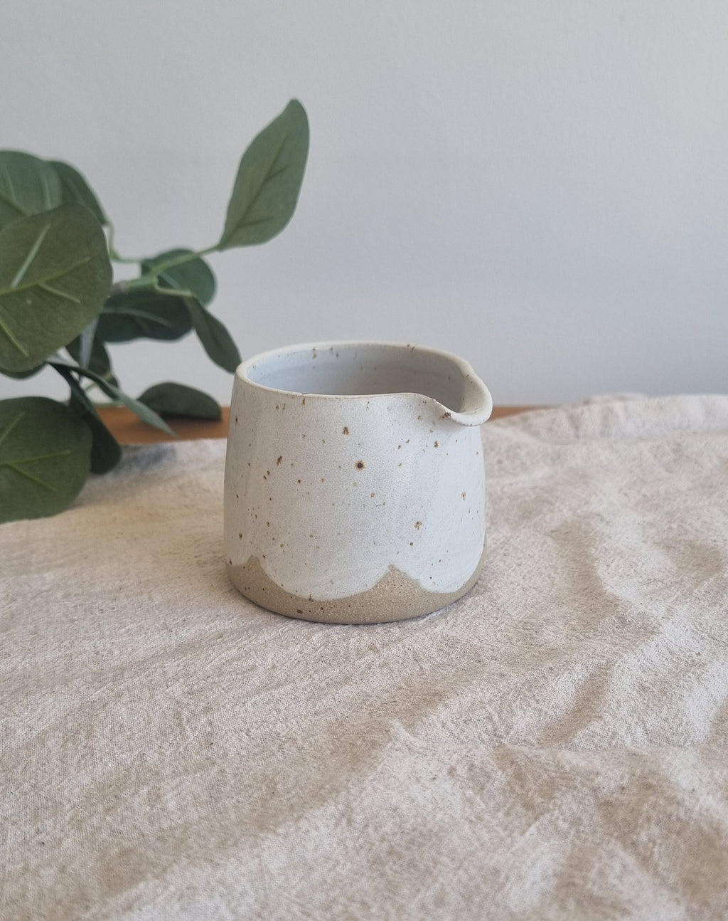 White Speckled Scallop Design Ceramic Milk Jug