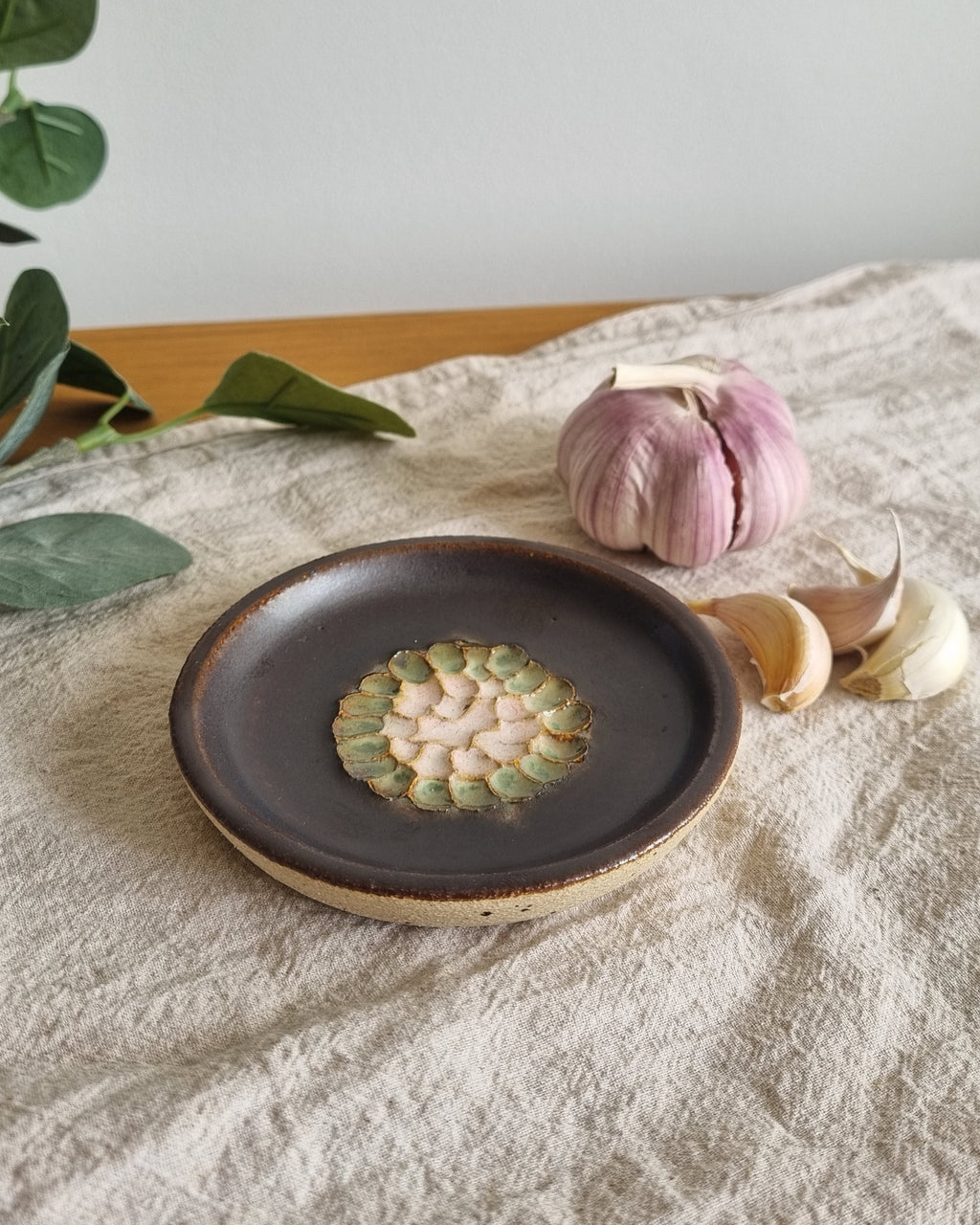 Pink and Brown Ceramic Garlic Grater