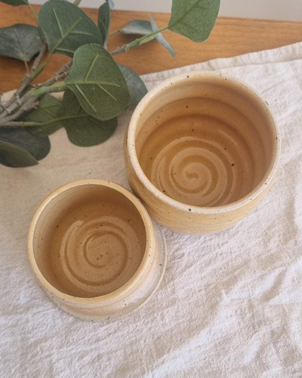 Ceramic French Butter Dish in Golden Yellow Speckle