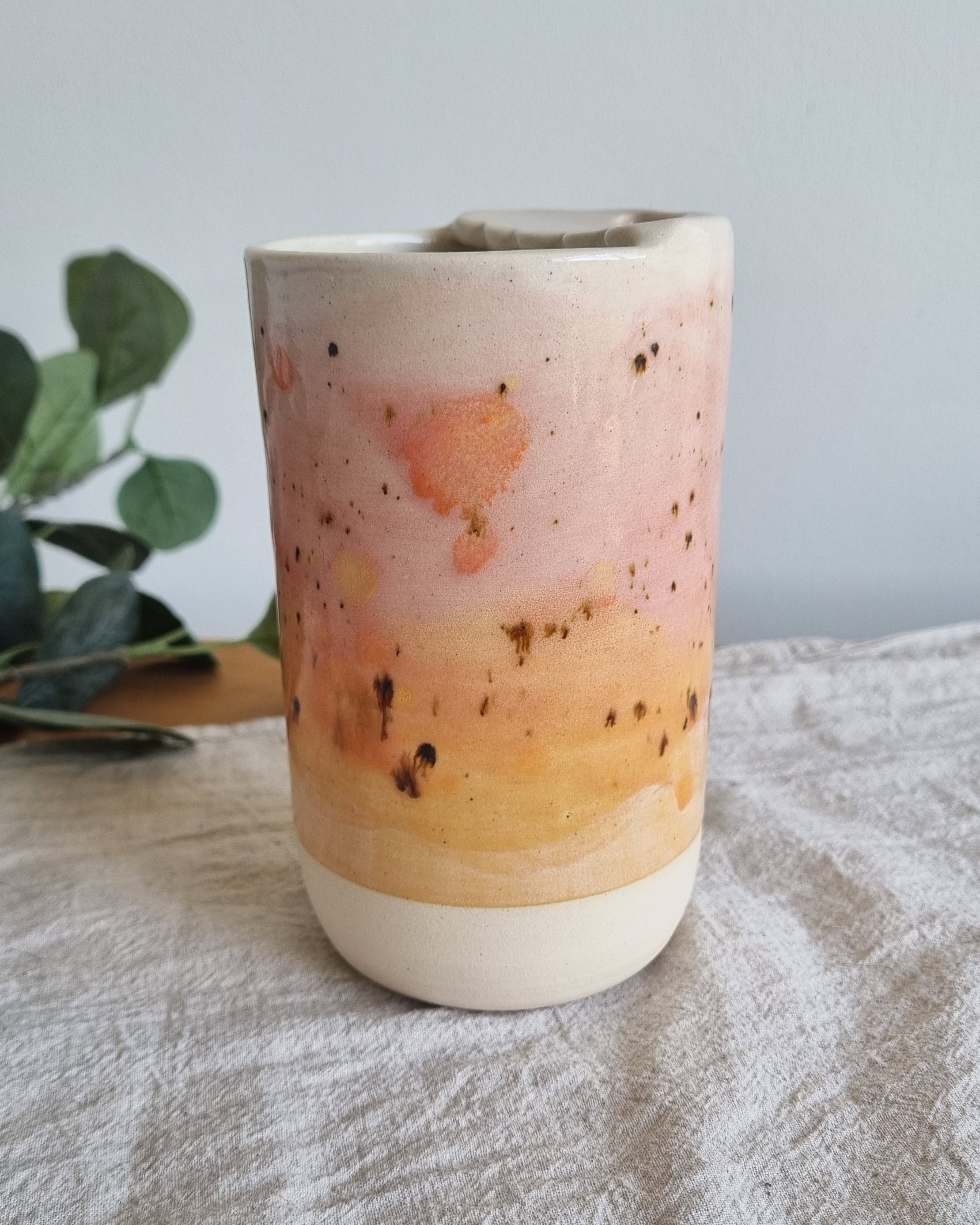 Pink Sunset Ceramic Travel To-Go Mug