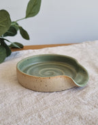 Green Ceramic Handmade Spoon Rest