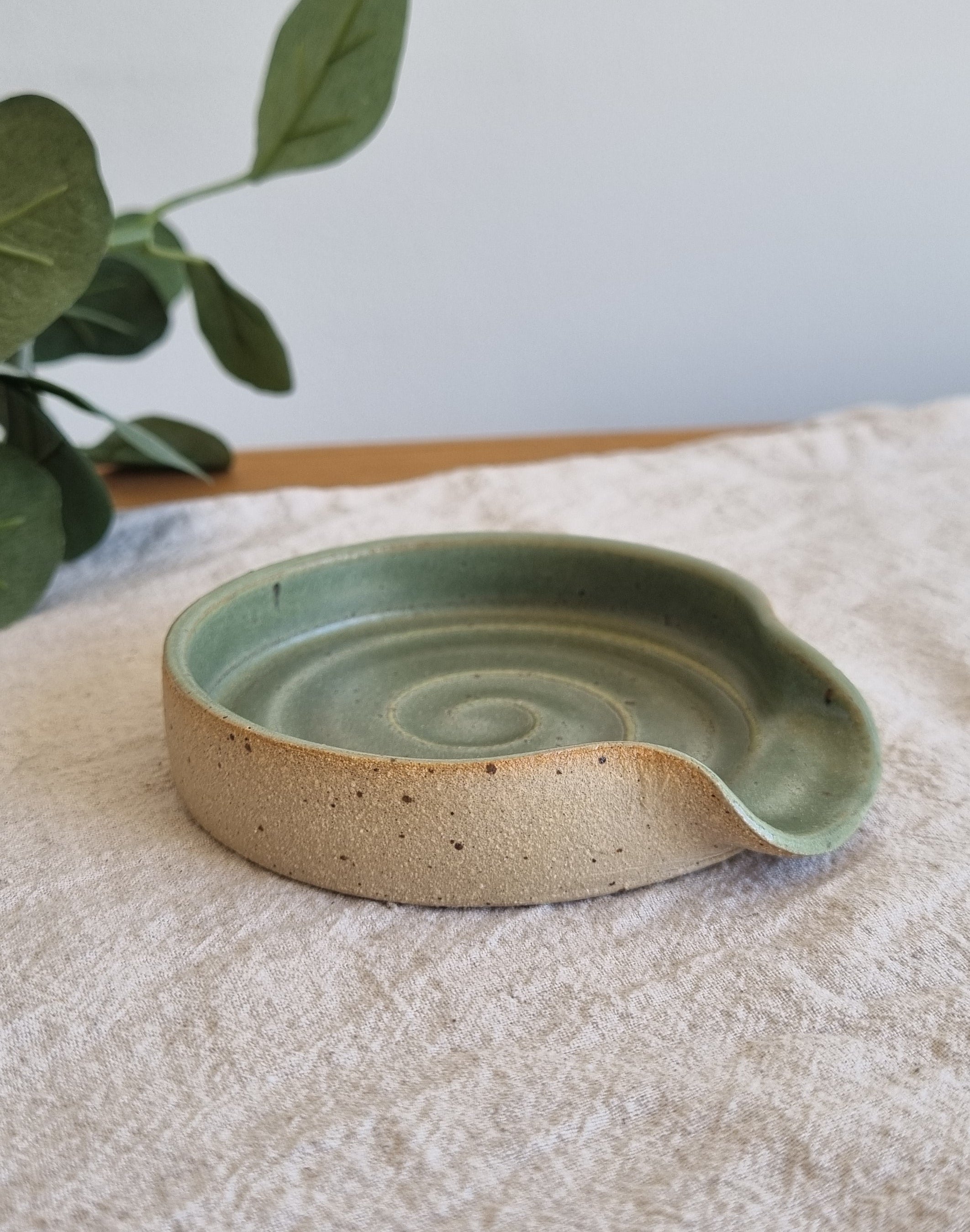 Green Ceramic Handmade Spoon Rest