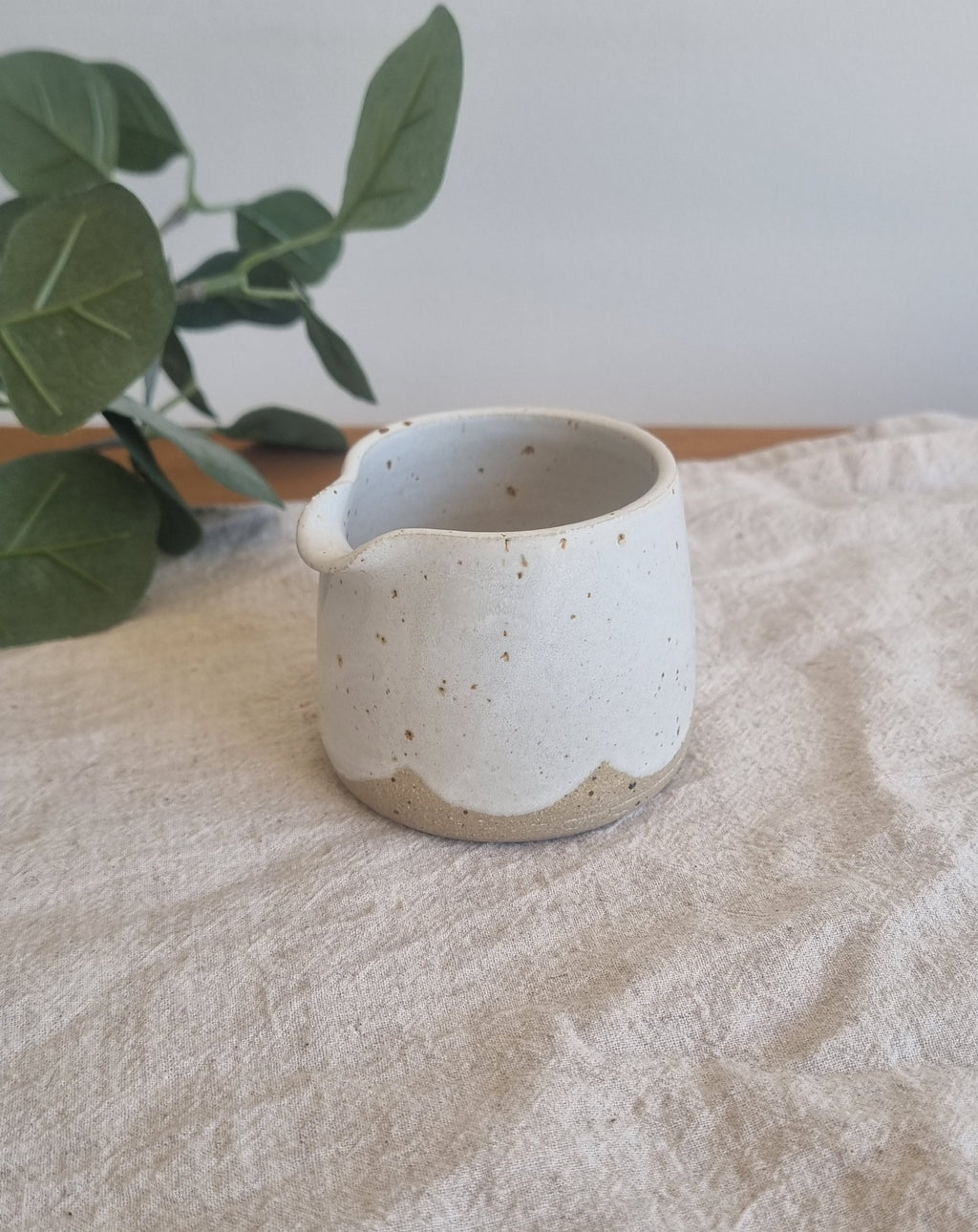 White Speckled Scallop Design Ceramic Milk Jug
