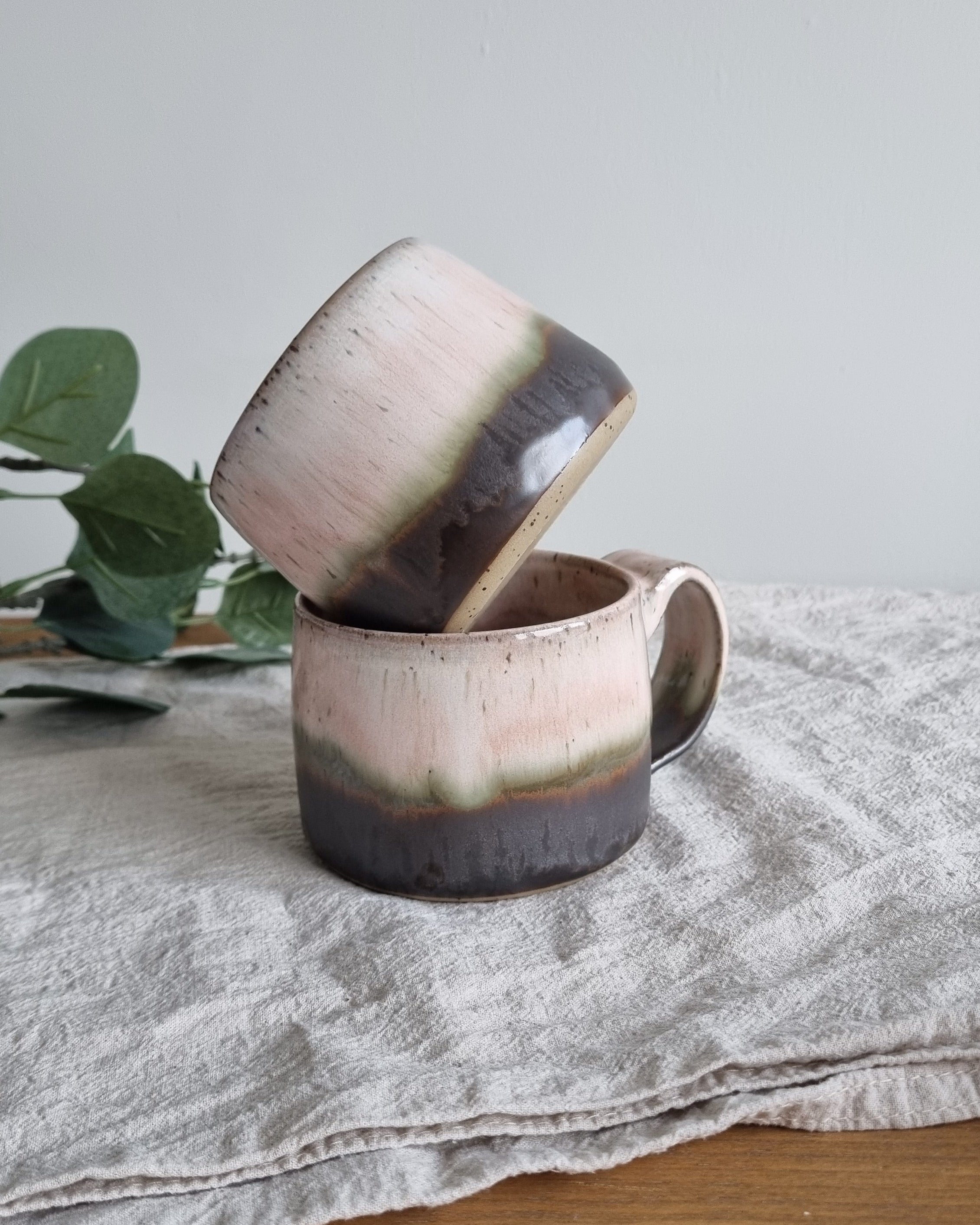 Pink and Brown Speckled Handmade Mug