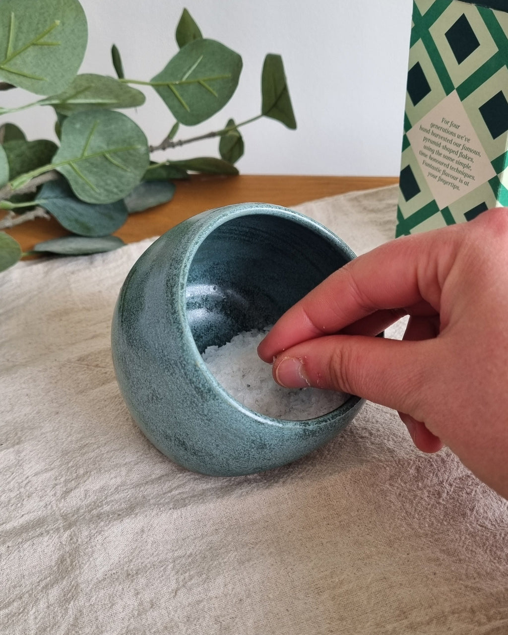 Handmade Ceramic Salt Pig in Satin Blue