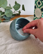 Handmade Ceramic Salt Pig in Satin Blue