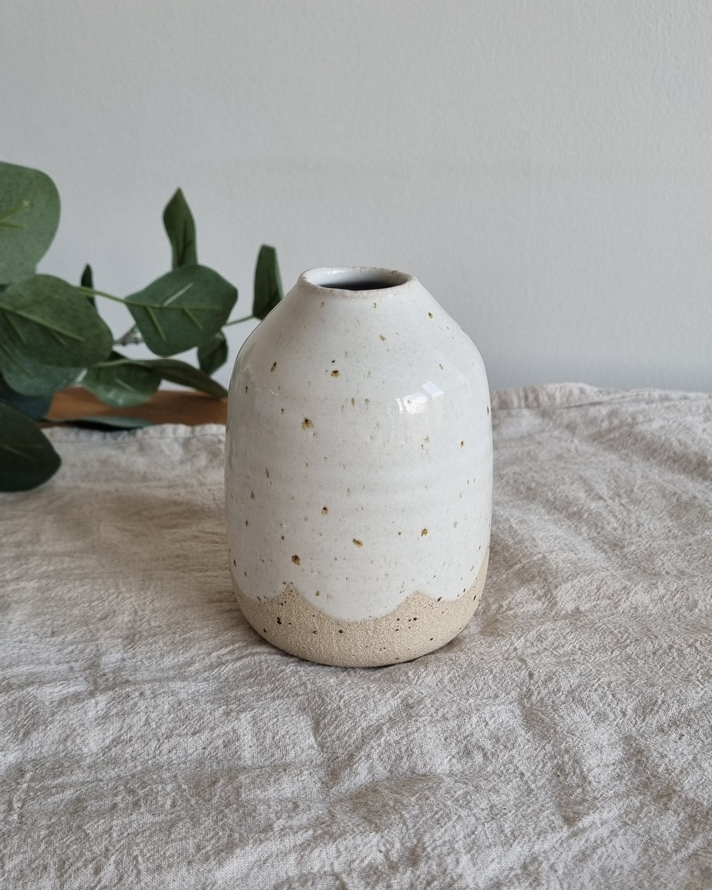 Scalloped White Posy Vase