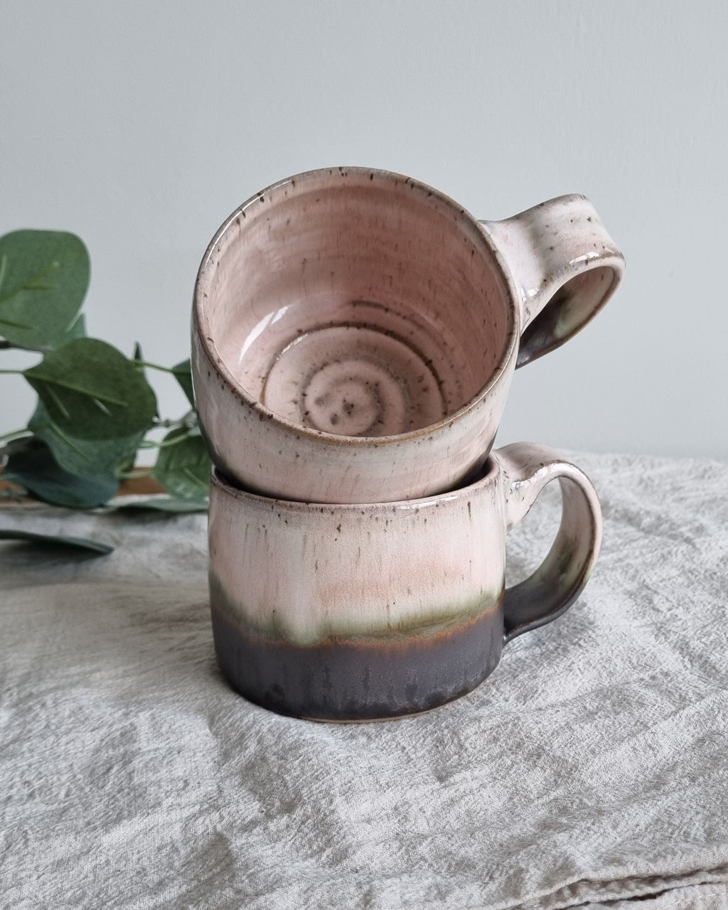 Pink and Brown Speckled Handmade Mug