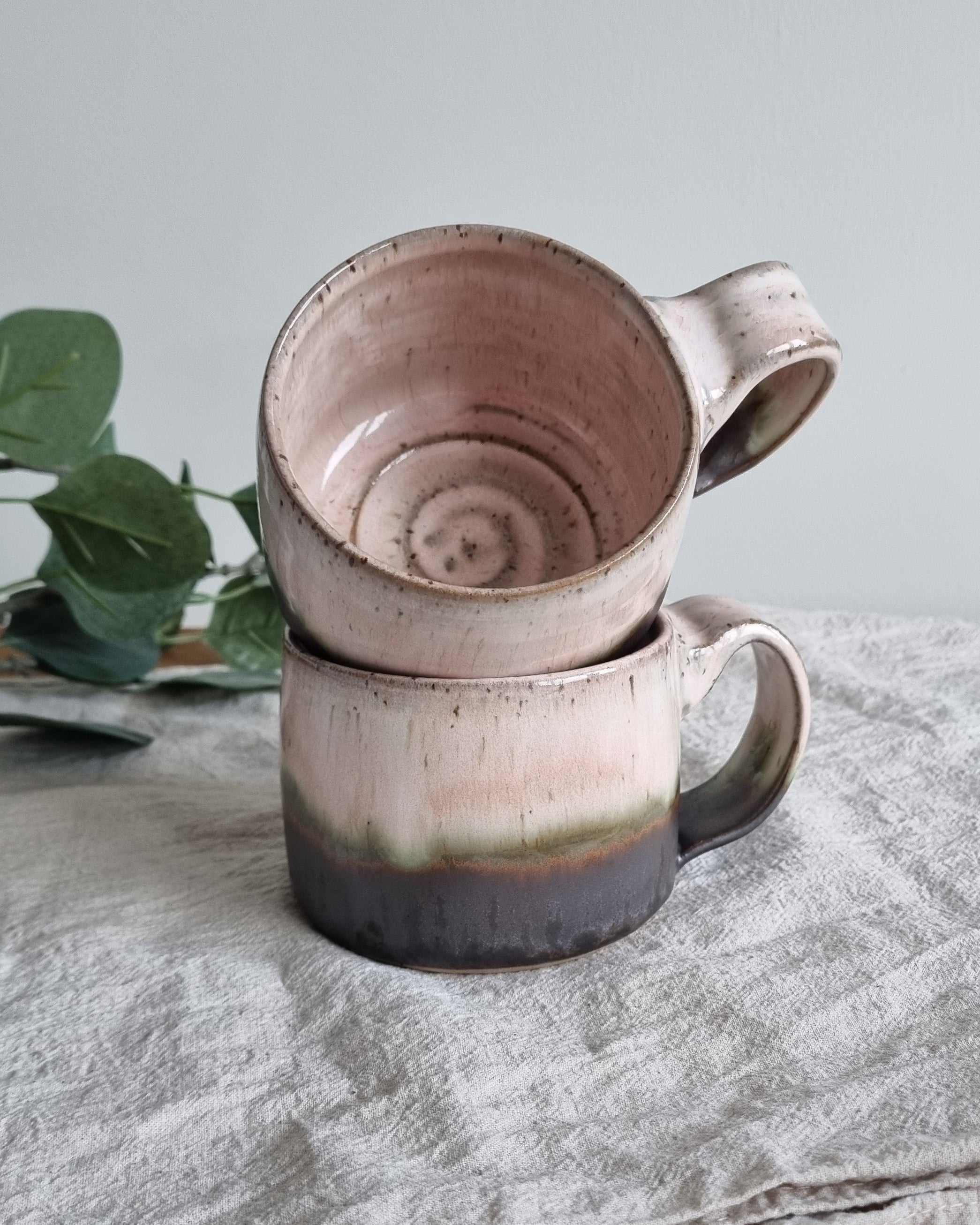 Pink and Brown Speckled Handmade Mug