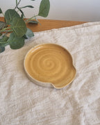 Golden Yellow Speckled Handmade Ceramic Spoon Rest