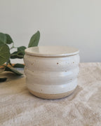 Ceramic French Butter Dish in White Speckle