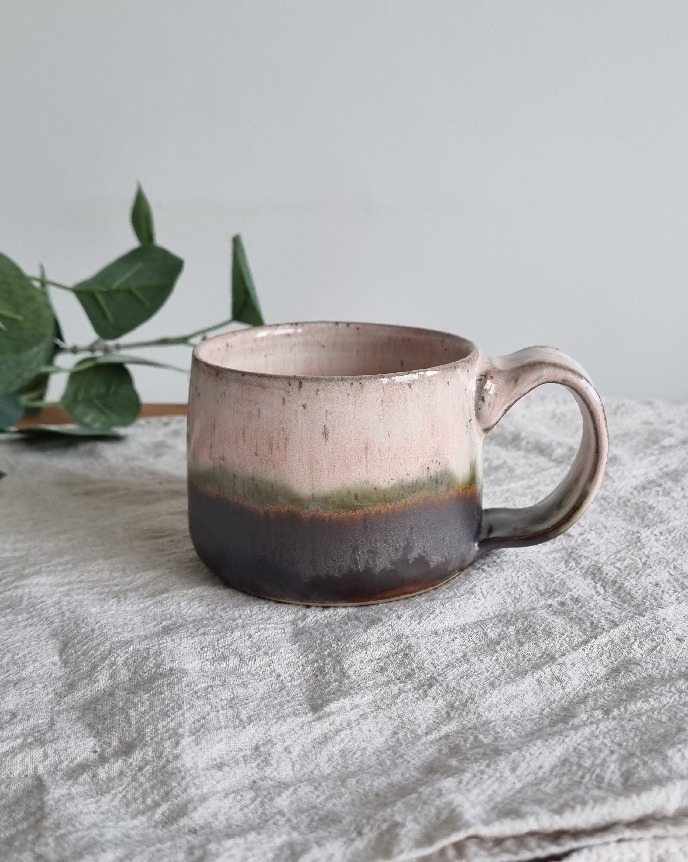 Pink and Brown Speckled Handmade Mug
