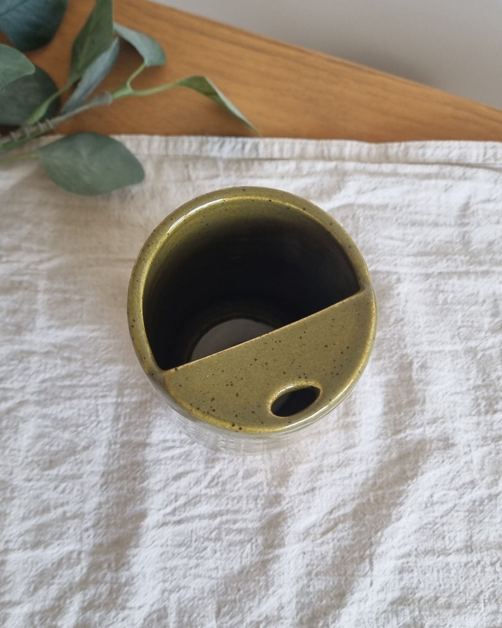 Olive Green Ceramic Travel To-Go Mug