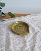 Olive Green Speckled Handmade Ceramic Spoon Rest