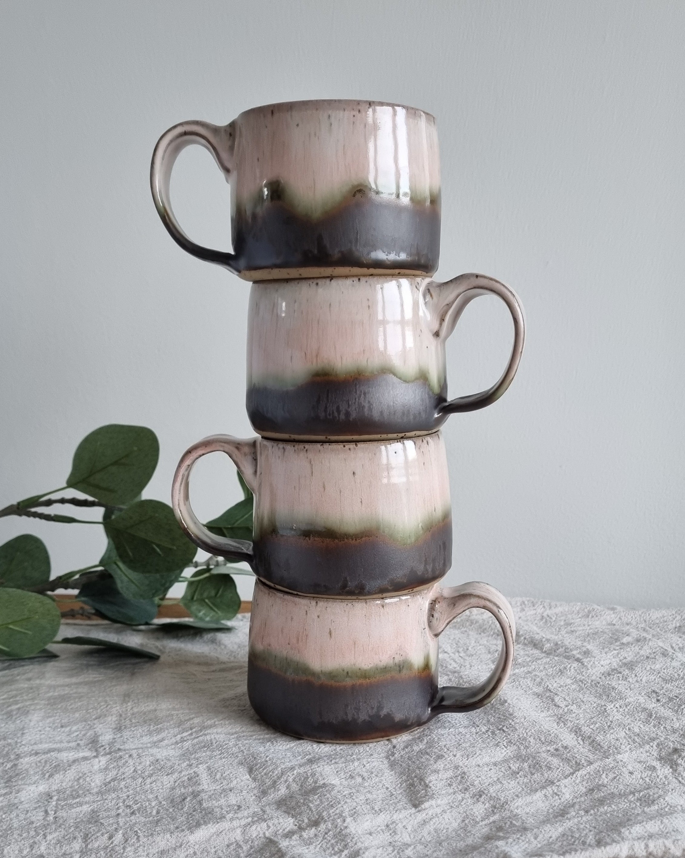 Pink and Brown Speckled Handmade Mug