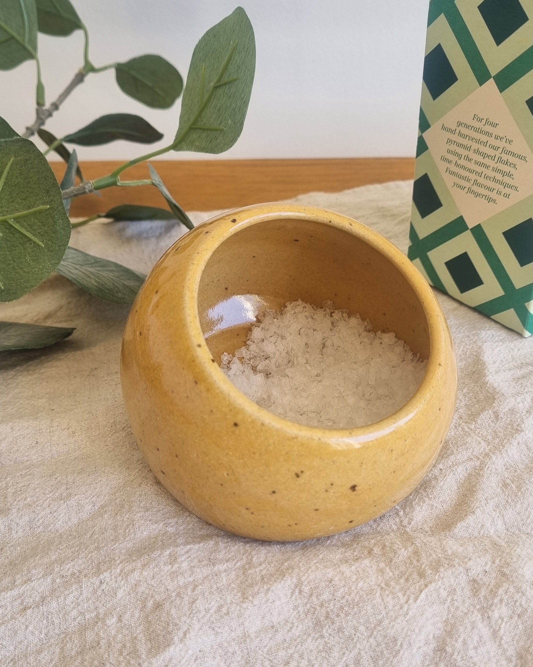 Handmade Ceramic Salt Pig in Speckled Golden Yellow