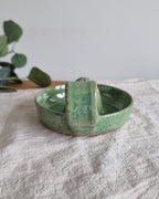 Handmade Ceramic Citrus Juicer with Handle in Green Speckle