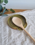 Olive Green Speckled Handmade Ceramic Spoon Rest
