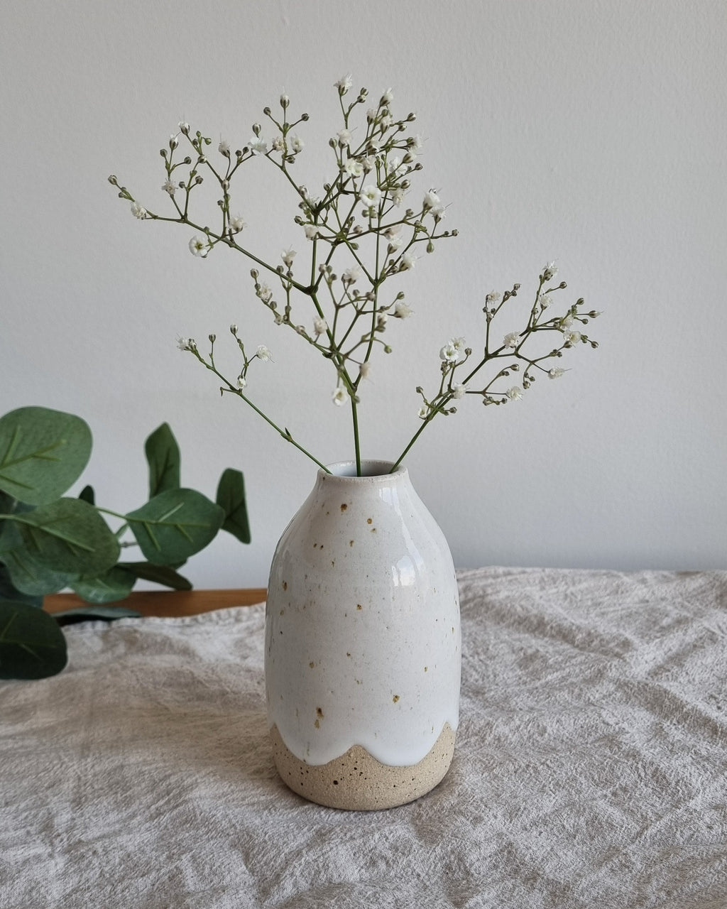Scalloped White Posy Vase