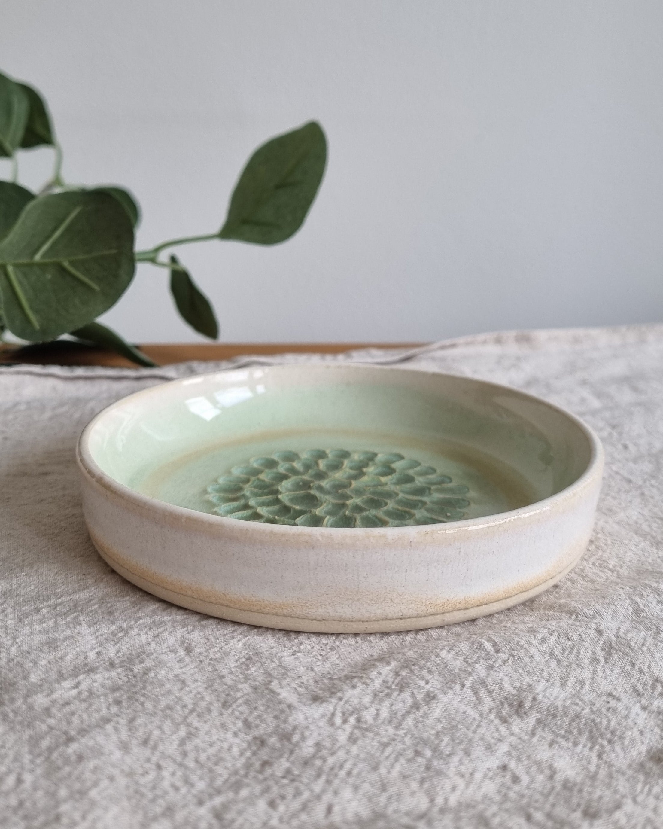Green and White Ceramic Garlic Grater