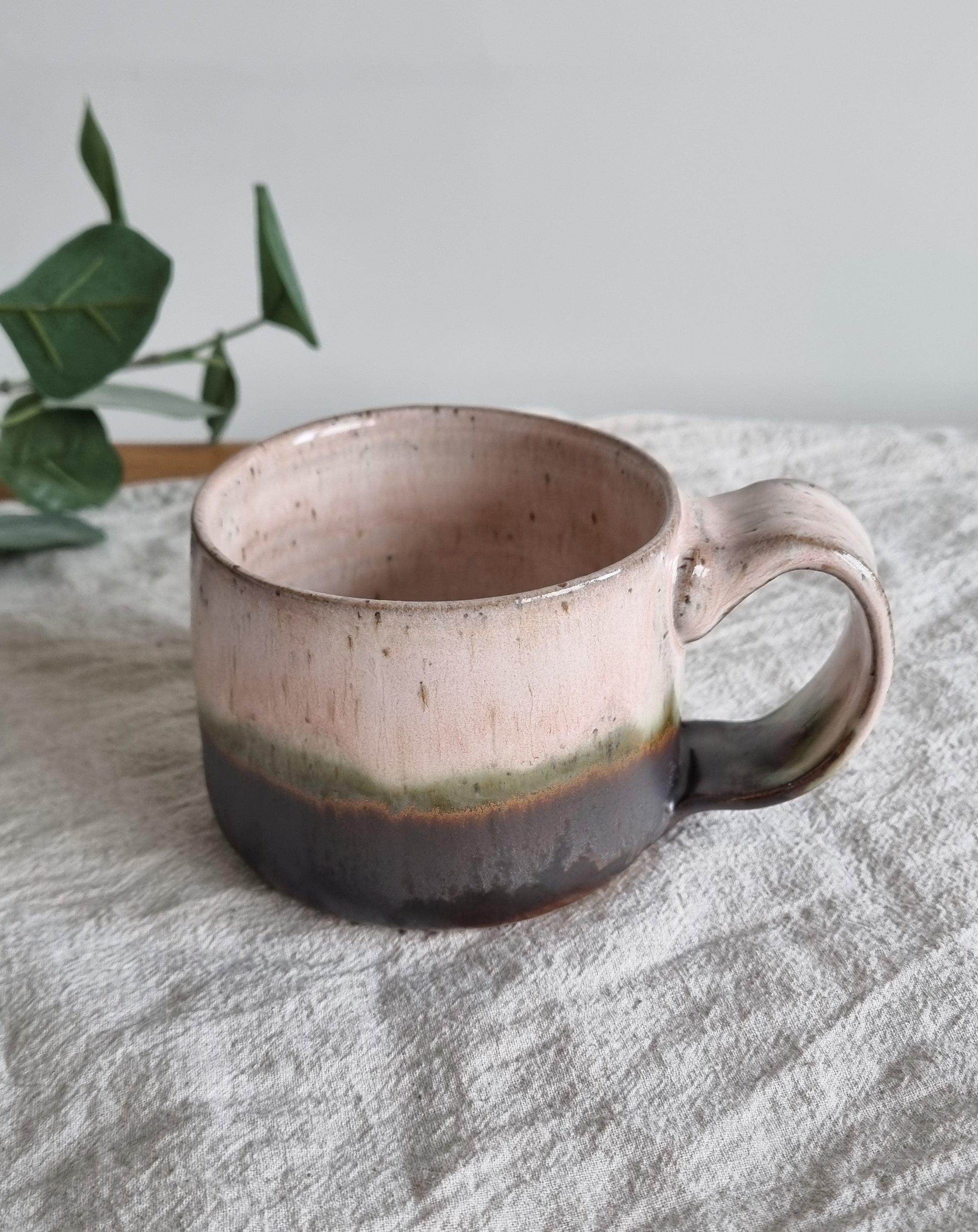 Pink and Brown Speckled Handmade Mug