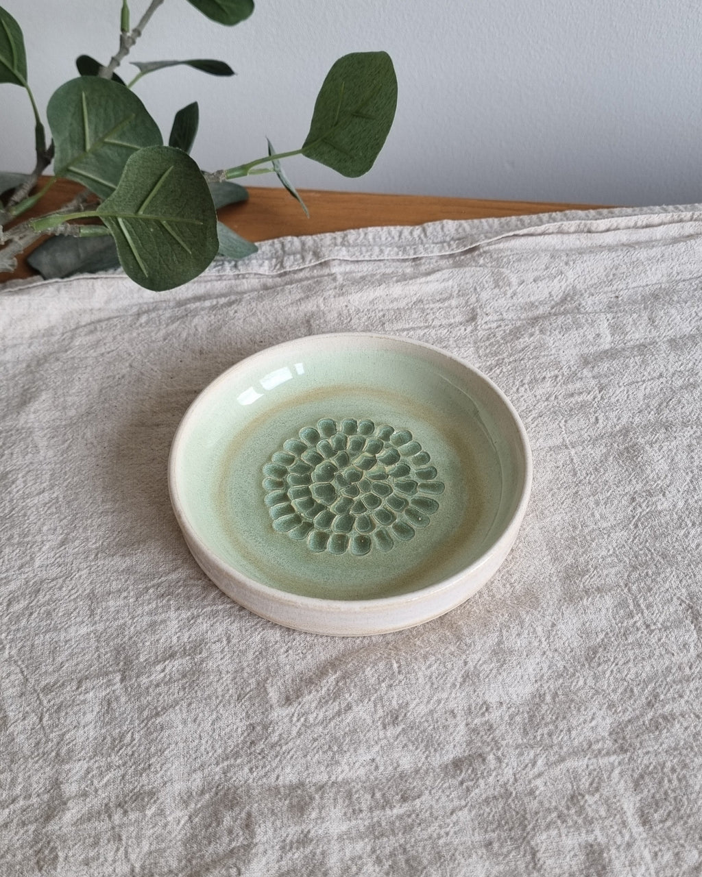 Green and White Ceramic Garlic Grater