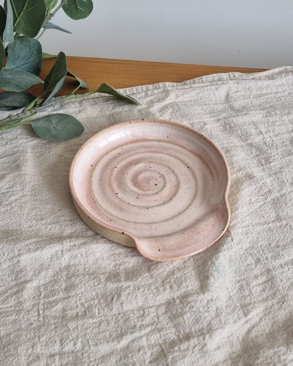 Pastel Pink Handmade Ceramic Spoon Rest