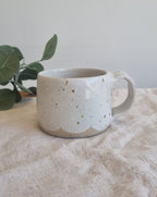 White Scalloped Speckled Handmade Mug