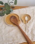 Golden Yellow Speckled Handmade Ceramic Spoon Rest