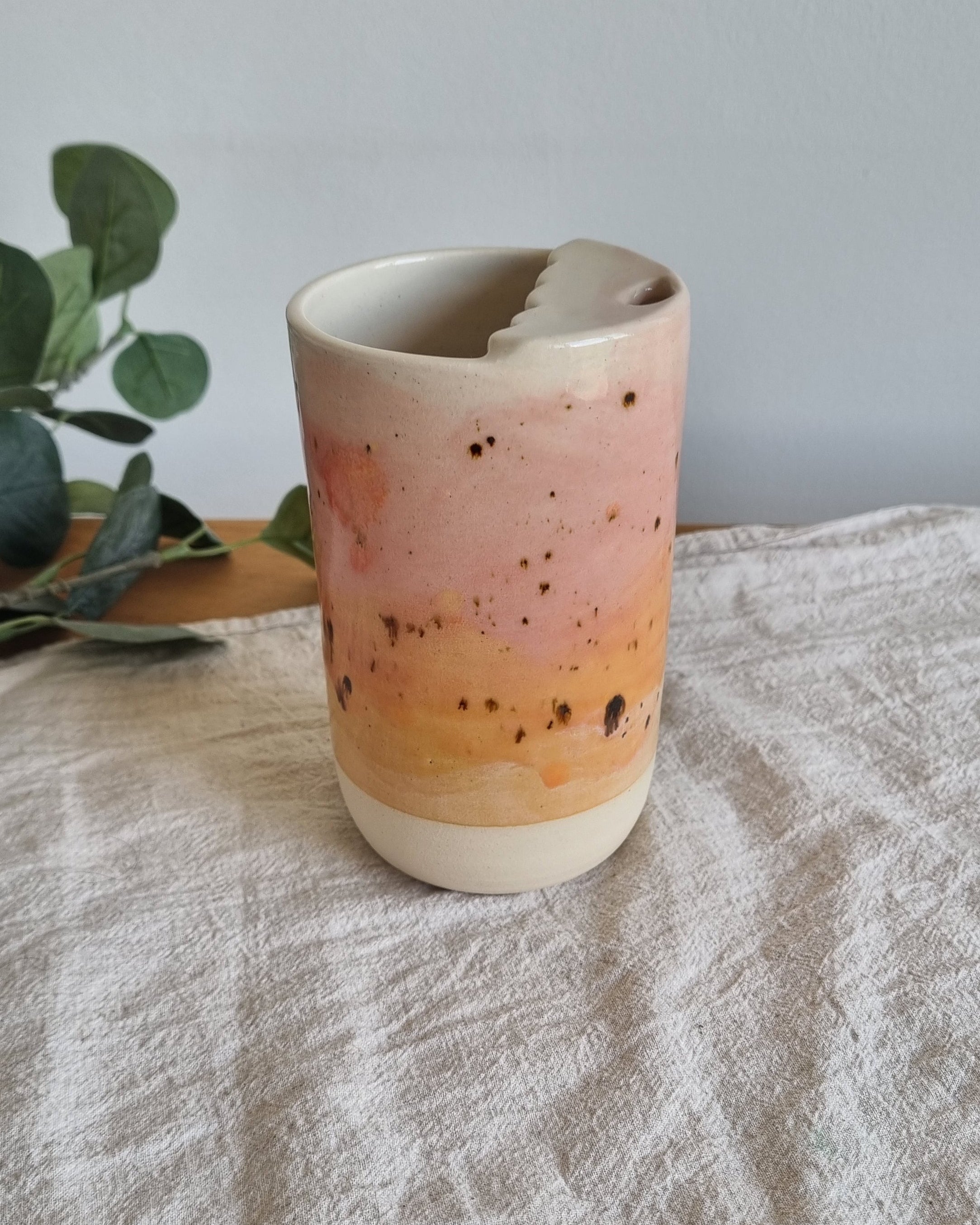 Pink Sunset Ceramic Travel To-Go Mug