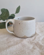 White Scalloped Speckled Handmade Mug