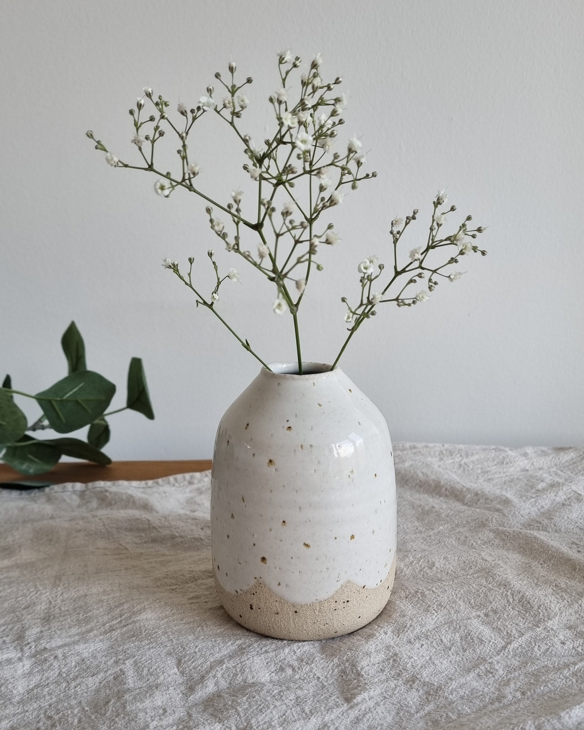 Scalloped White Posy Vase
