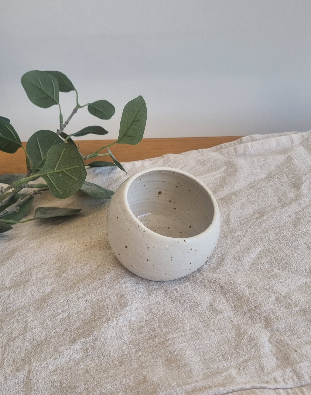 Handmade Ceramic Salt Pig in Speckled White