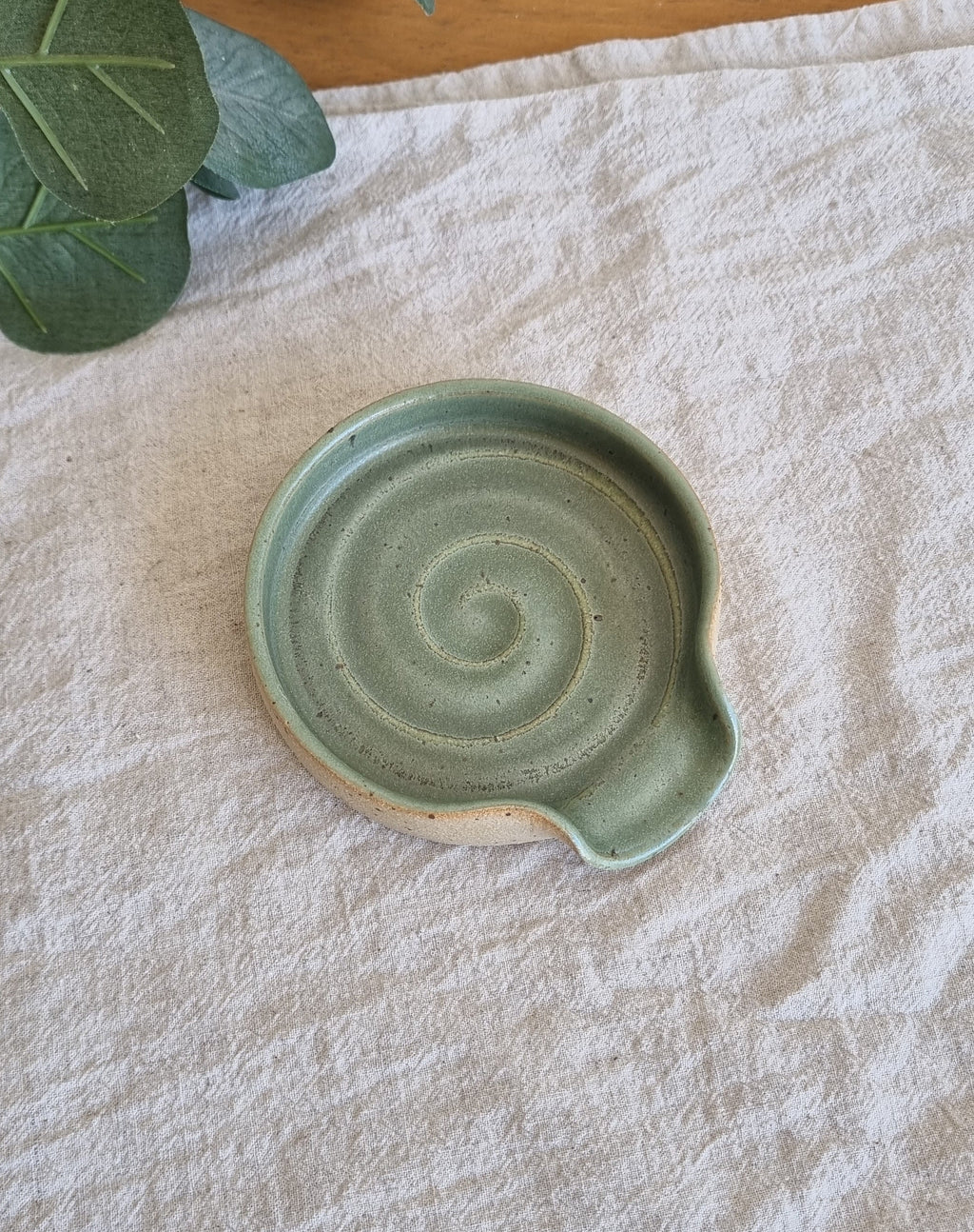 Green Ceramic Handmade Spoon Rest