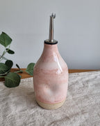 Handmade Ceramic Oil Bottle in Pink Speckle